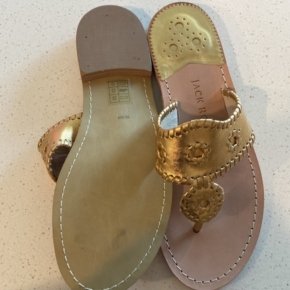 10.5 🔖 JACK ROGERS Women's Jacks Slip-On Flat Sandals Platinum Gold- - Picture 9 of 11